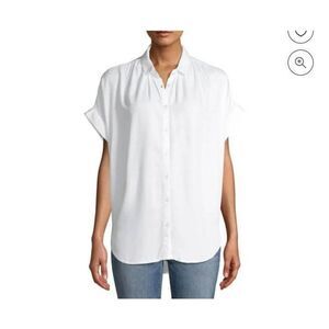 TIME & TRU WHITE BUTTON DOWN ROLL SLEEVE BLOUSE SZ.L EUC.